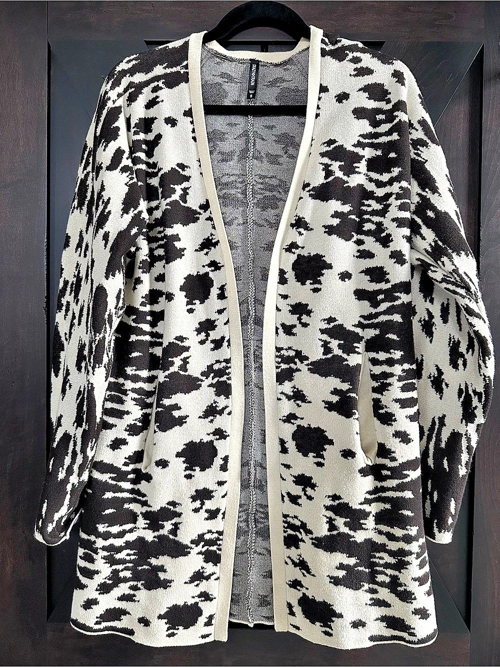Cow Print Open-Front Cardigan Size Small Like New
